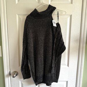 Torrid Women's Cable Pullover Cold Shoulder Turtle Neck Sweater Size 1X NWT